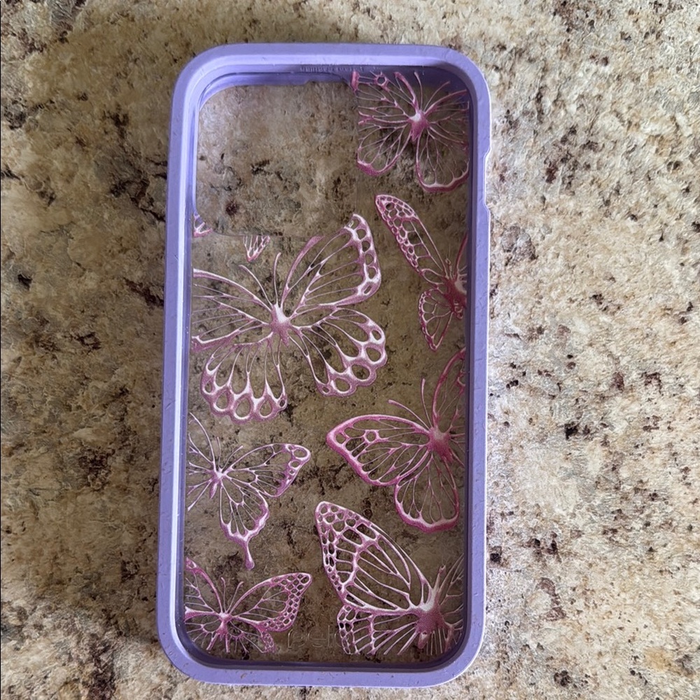 Pela iPhone 14 Pro Purple and Pink Butterfly Phone Case